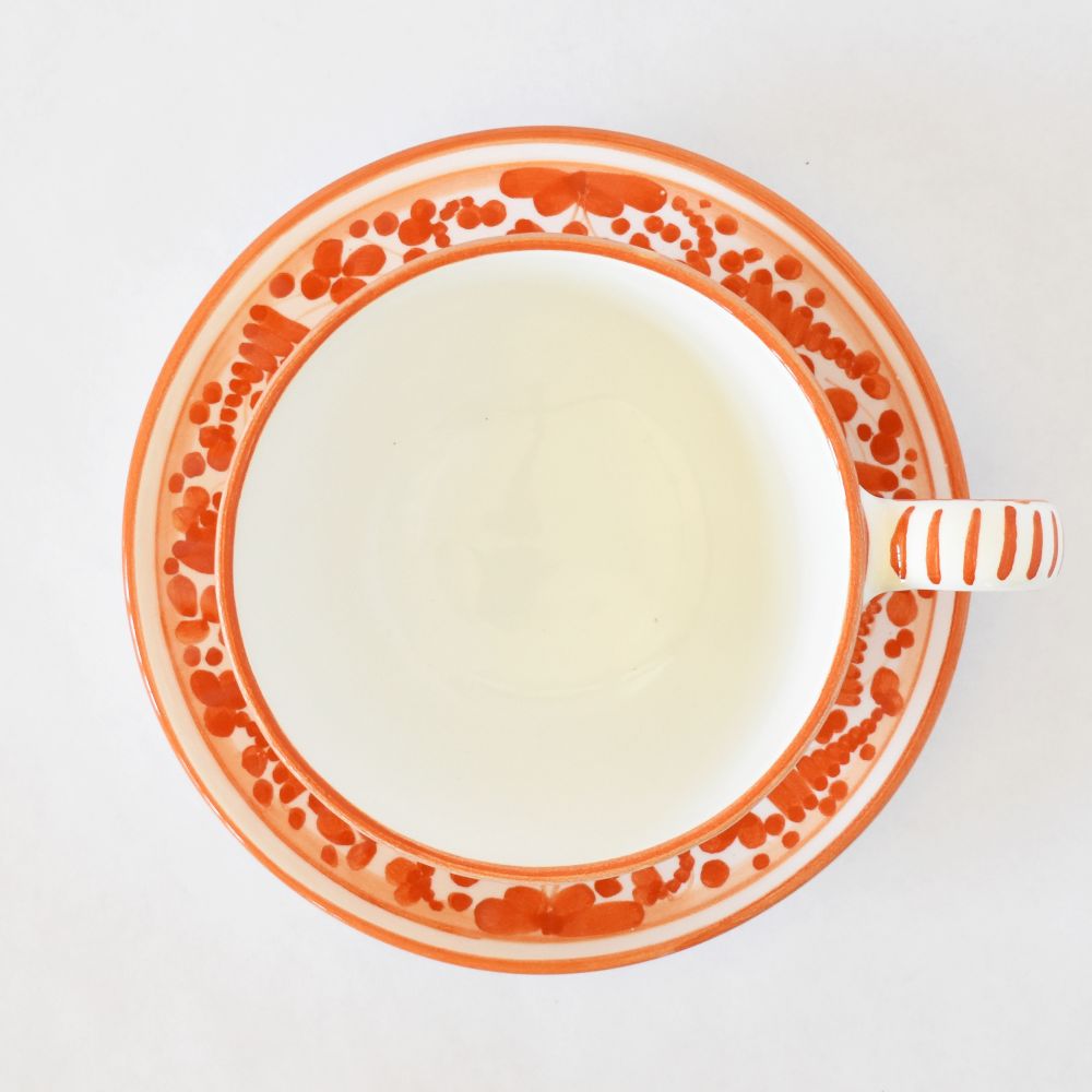 Arabesco Tazza cappuccino con piattino Orange