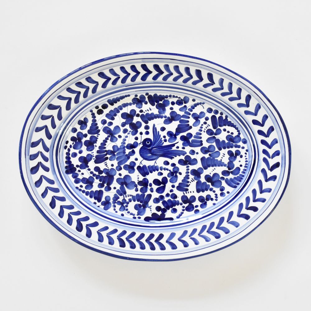 Piatto ovale Arabesco Blu Cobalto - 38 cm