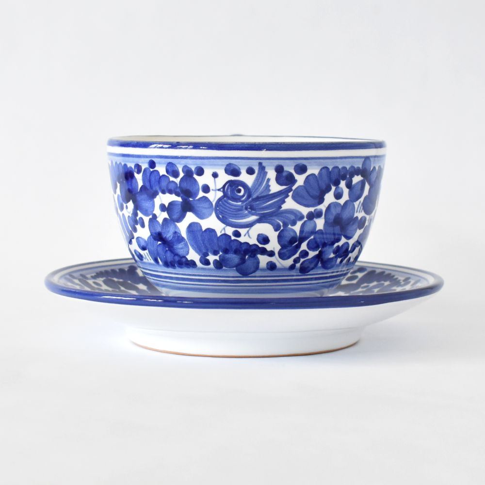 Tazza cappuccino con piattino Arabesco Blu Cobalto