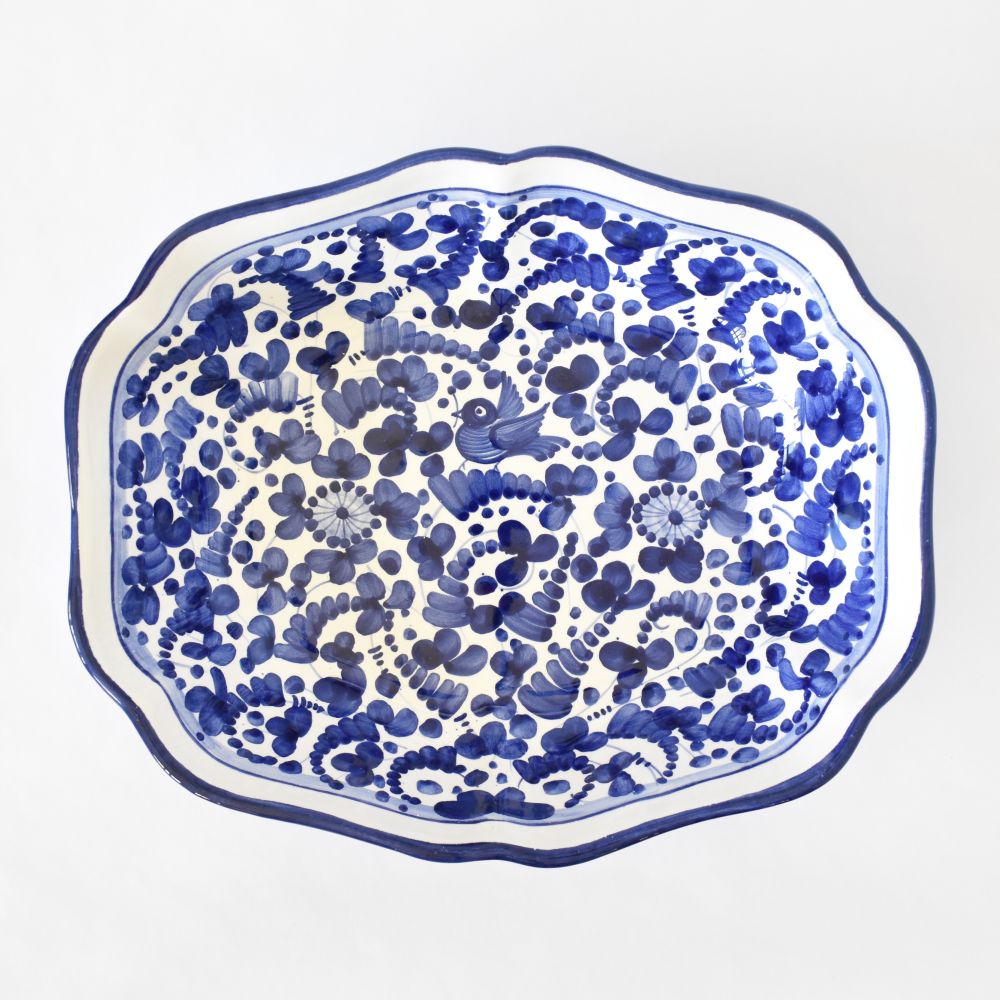 Ciotola ovale smerlata Arabesco Cobalt Blu
