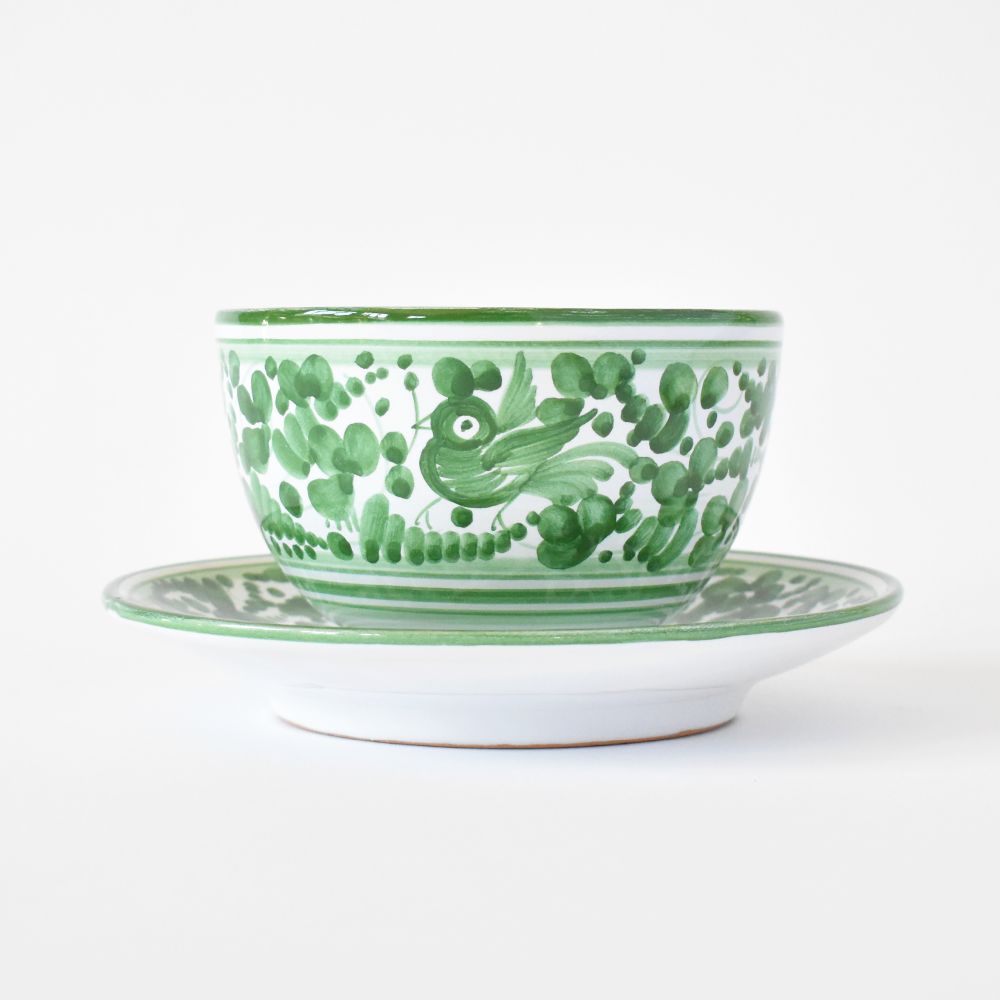 Tazza da cappuccino e piattino Arabesco Green
