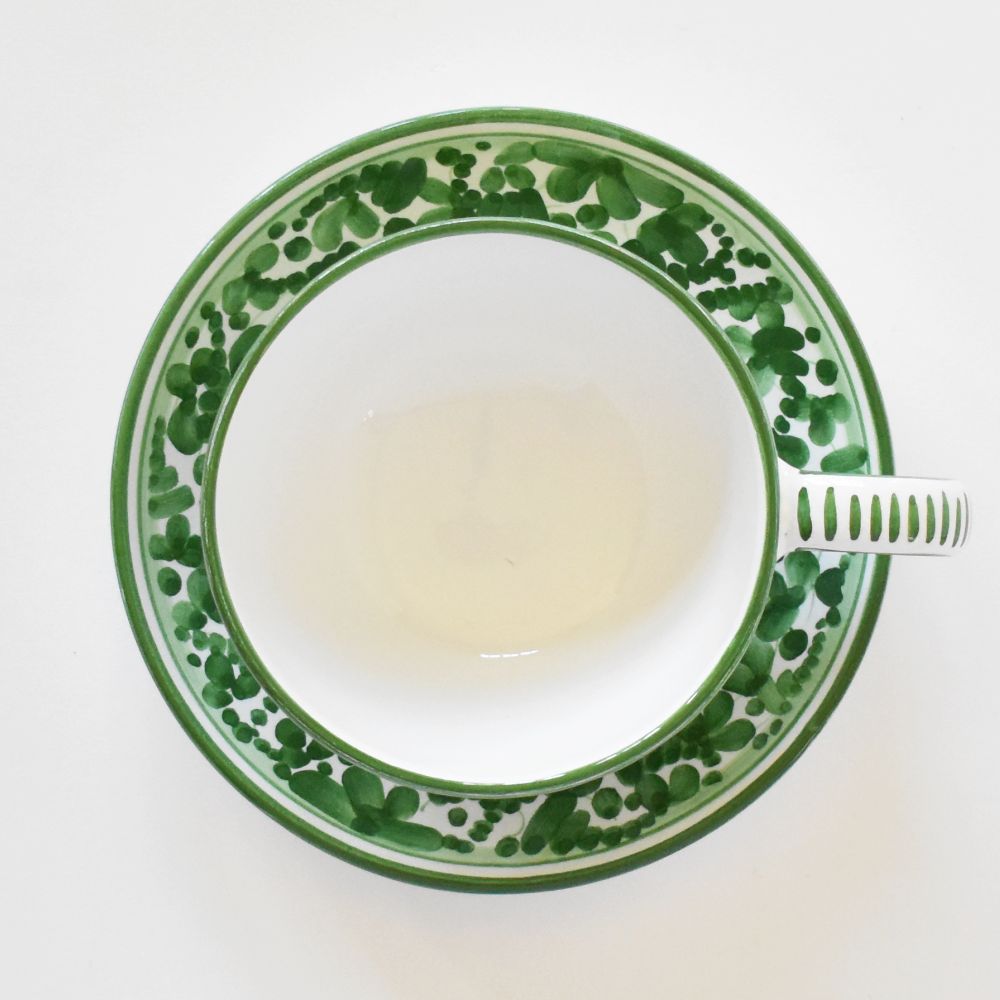Tazza da cappuccino e piattino Arabesco Green