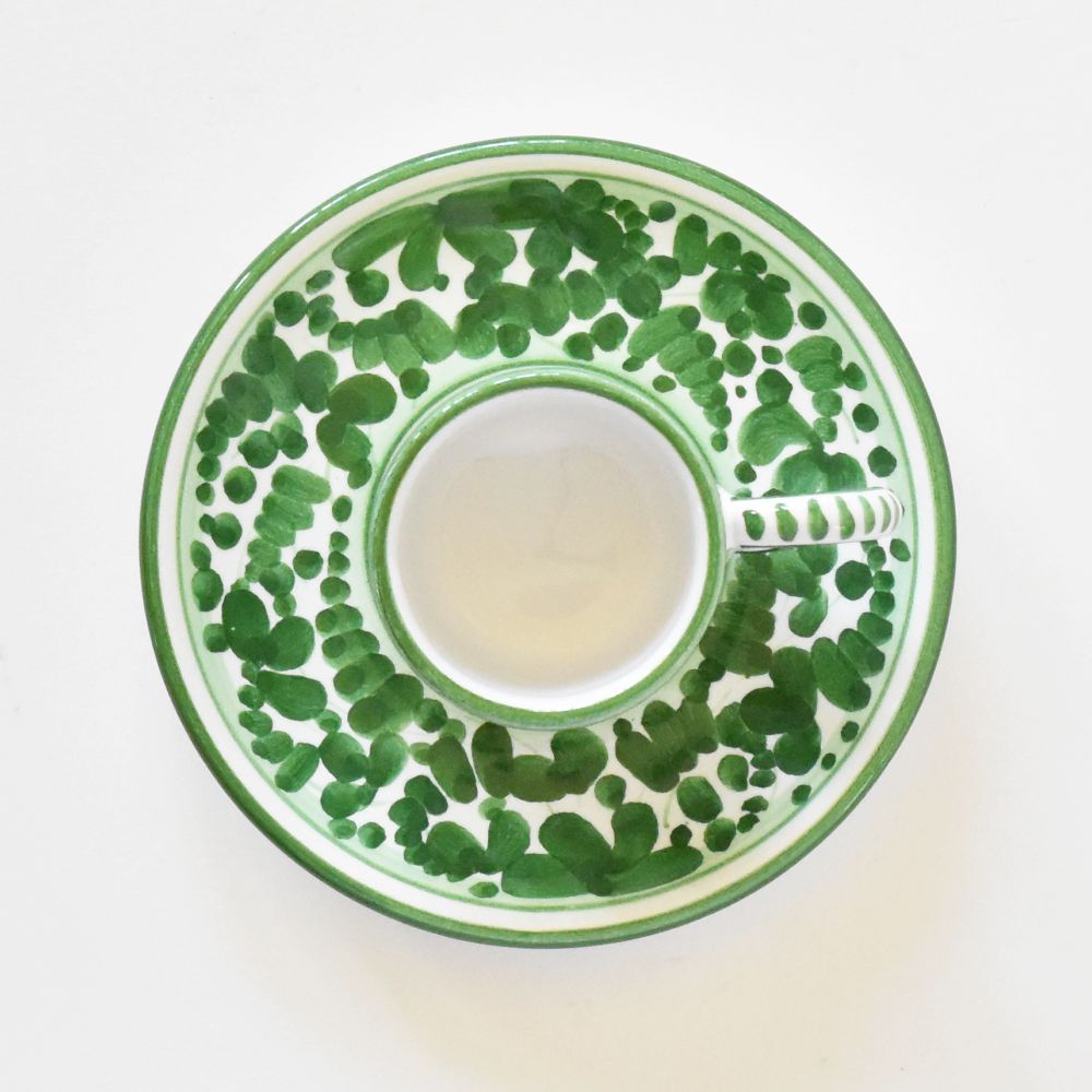Tazzina da caffè con piattino Arabesco Green