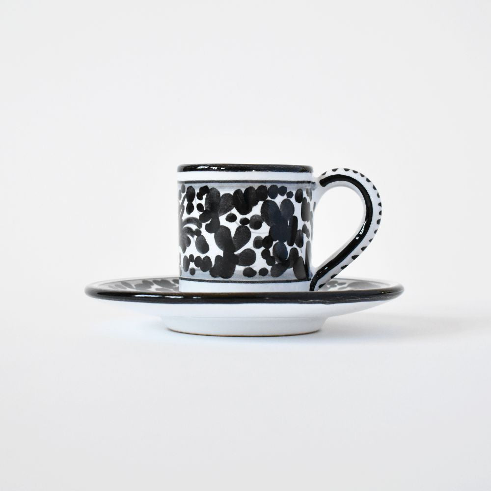 Tazzina da caffè con piattino Arabesco Black