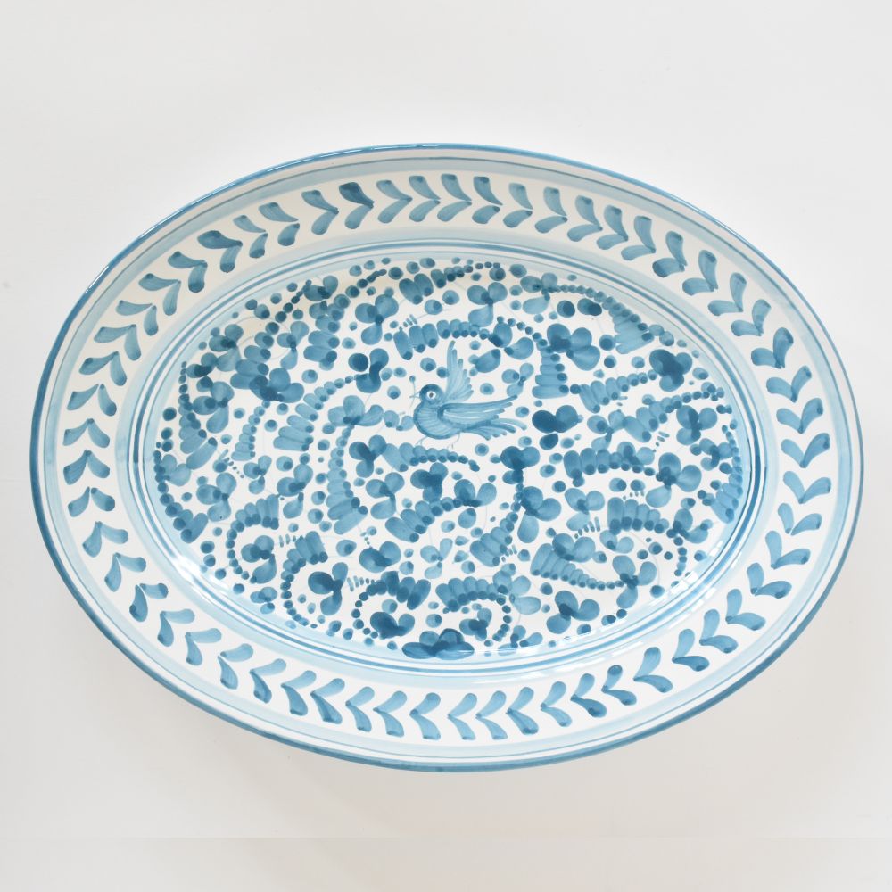 Piatto ovale Arabesco Turquoise - 42 cm