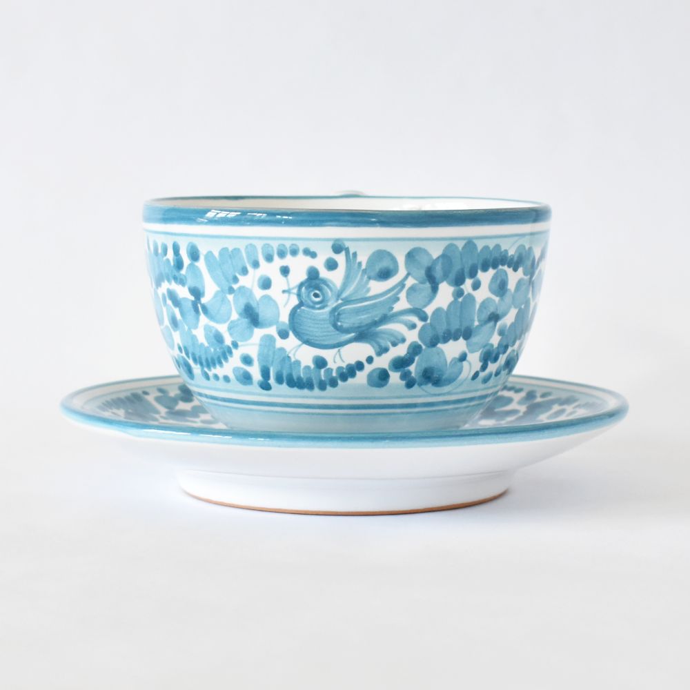 Tazza da cappuccino e piattino Arabesco Turquoise