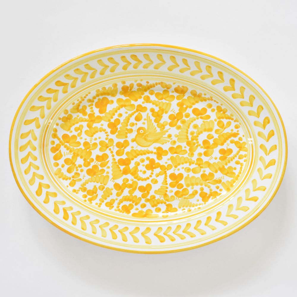 Piatto ovale Arabesco Giallo - 42 cm