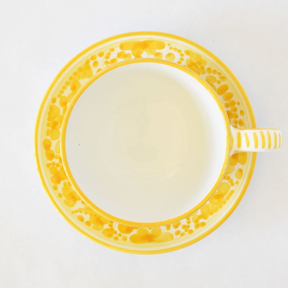 Tazza da cappuccino e piattino Arabesco Yellow