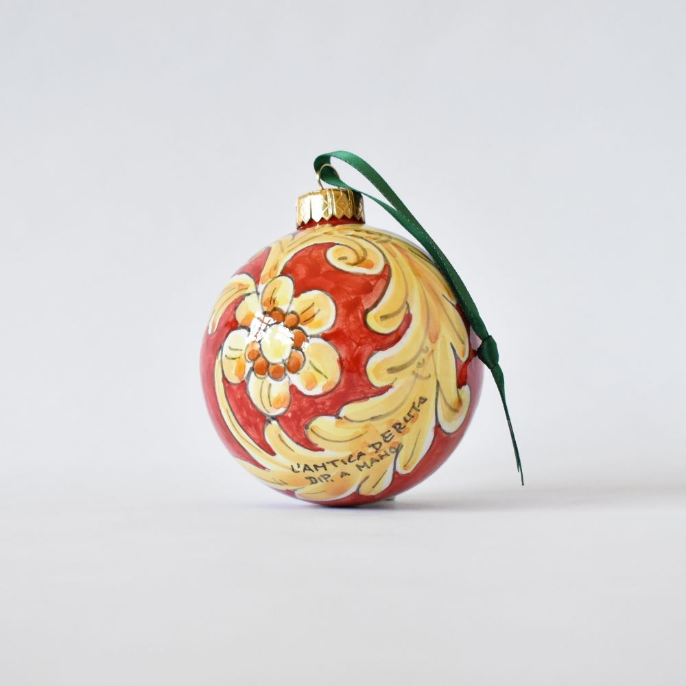 Ornamento Foglie Rosso