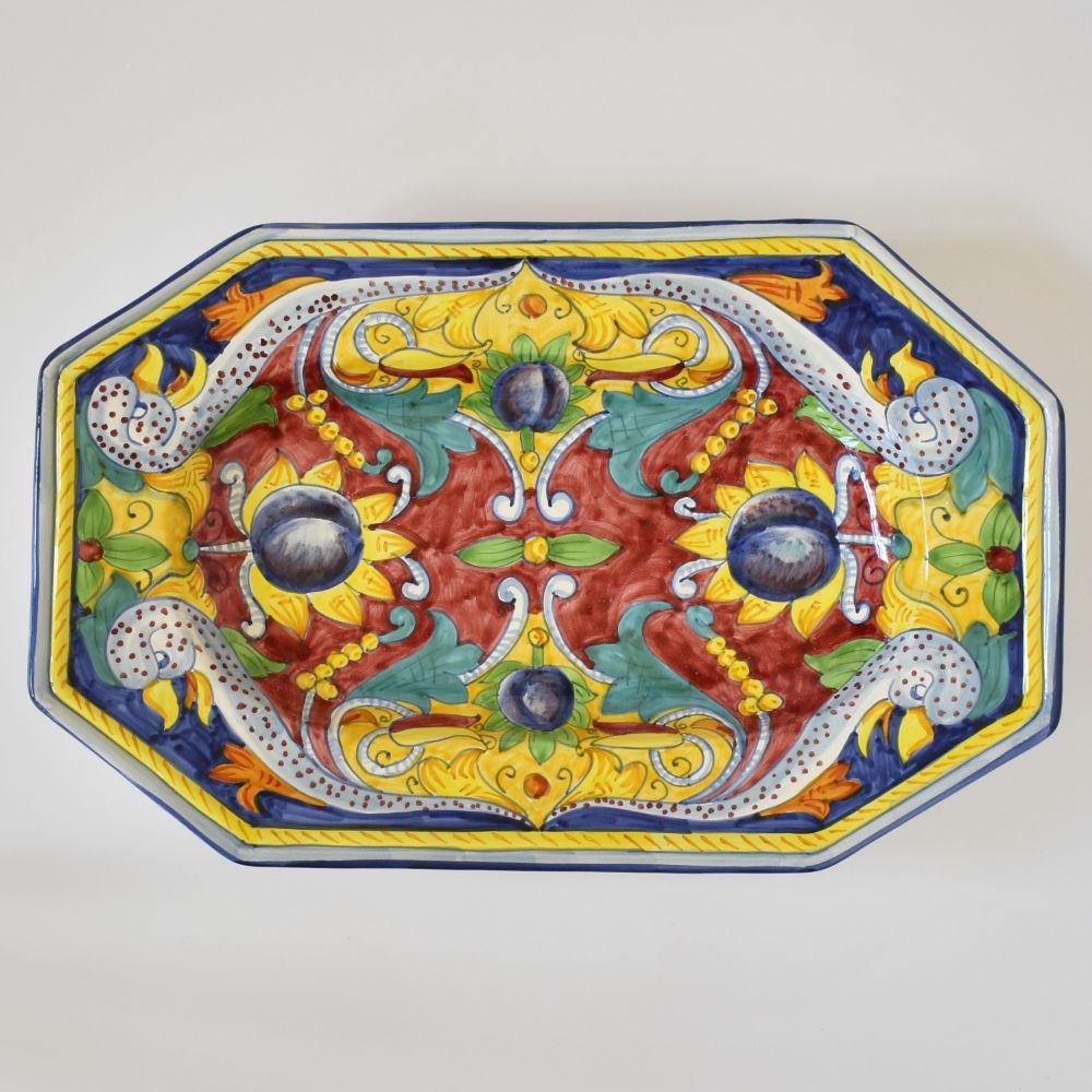Piatto da parete ottagonale Grottesche Blu - B