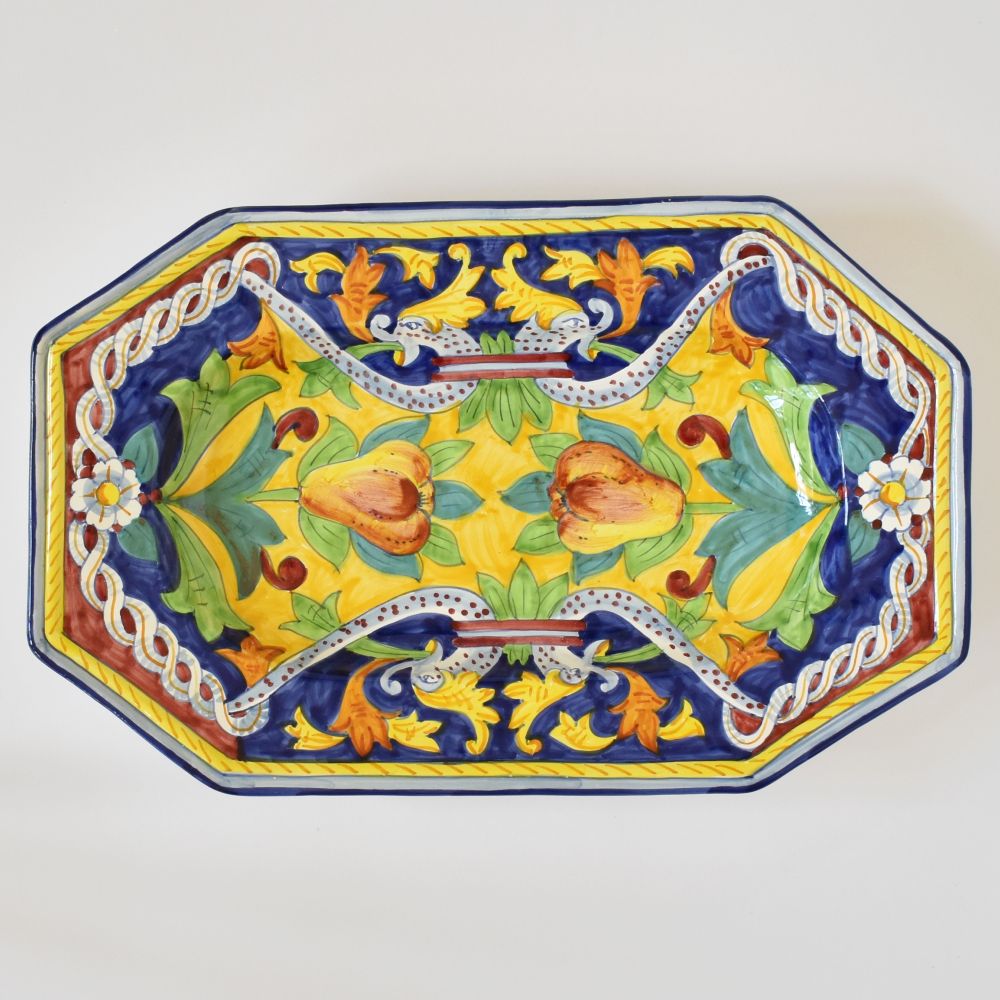 Piatto da muro ottagonale Grottesche Blu - C