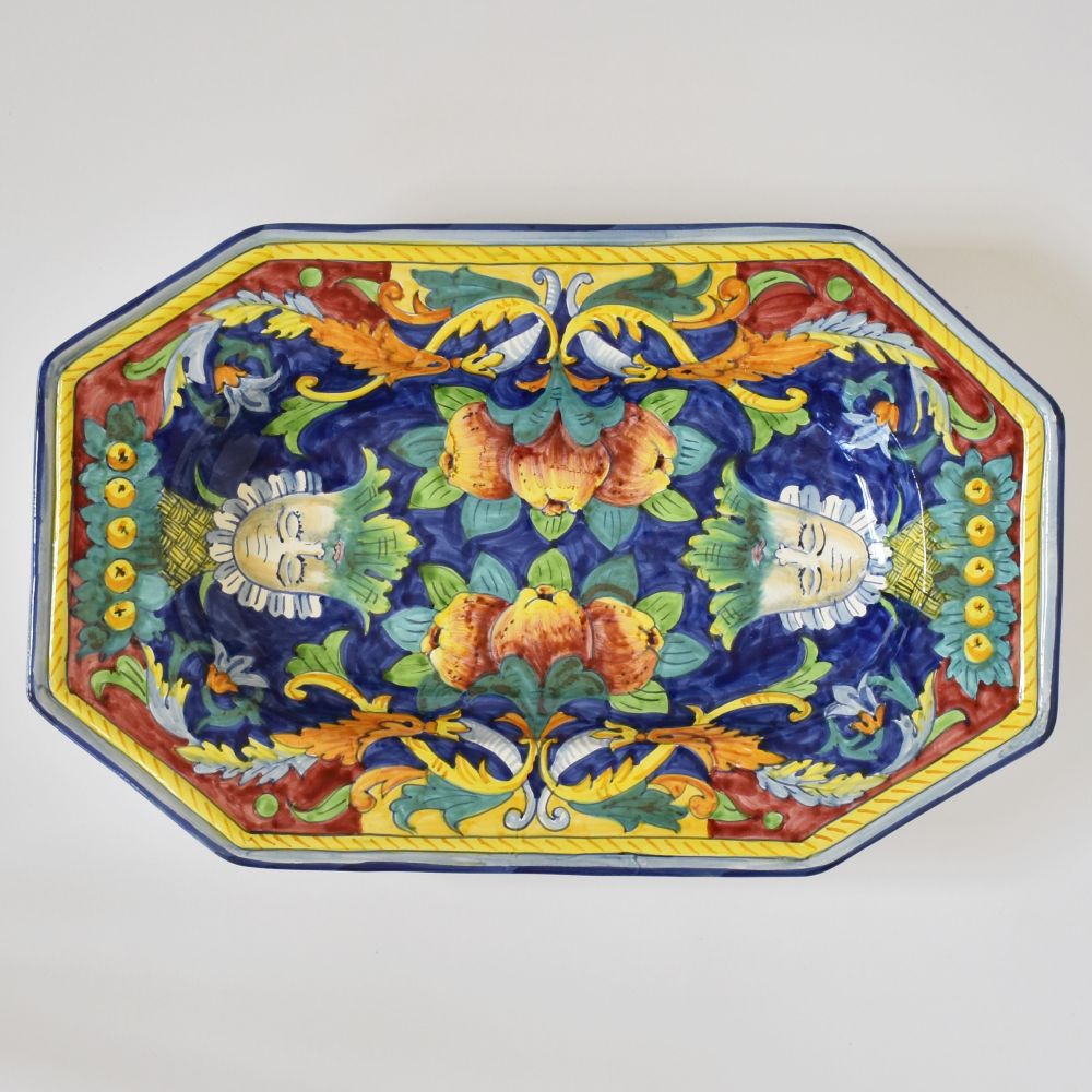 Grottesche Blu piatto da parete ottagonale - D