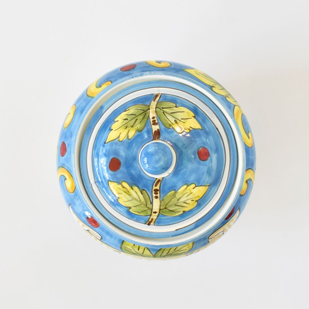 Barattolo biscotti Limoni fondo Celeste 22cm