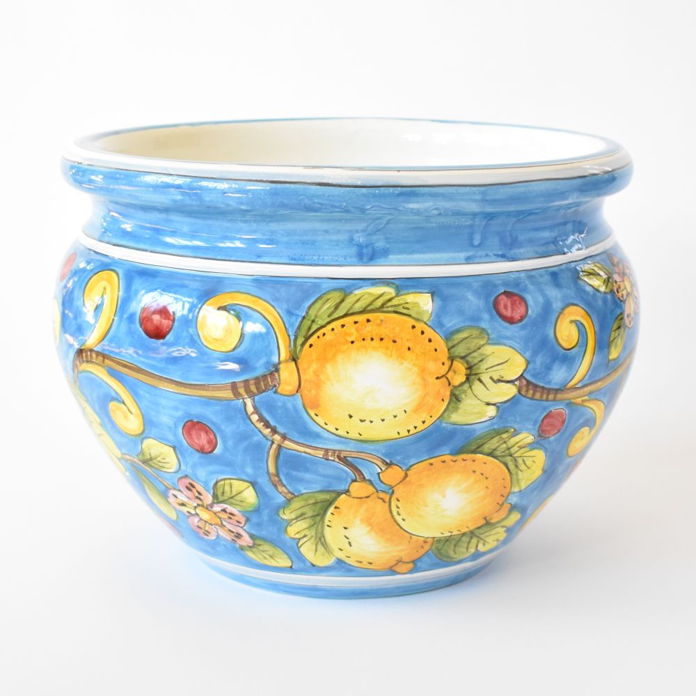 Limoni fondo Celeste fioriera grande 35 cm