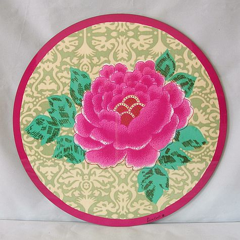 Tovaglietta rotonda Lisa Corti Sunrise Celadon con retro in sughero - Rotonda 34 cm