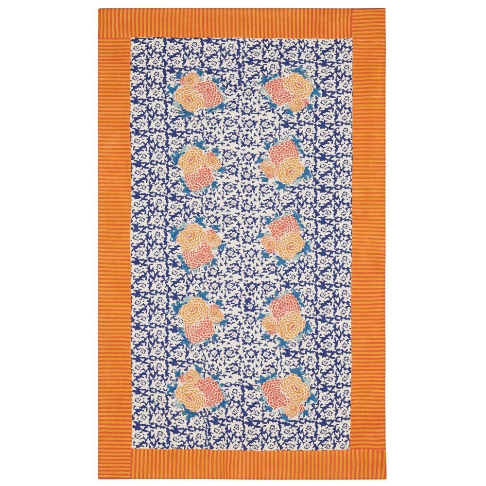 Tovaglia rettangolare Lisa Corti Arabesque Corolla Blue Natural 140x240cm