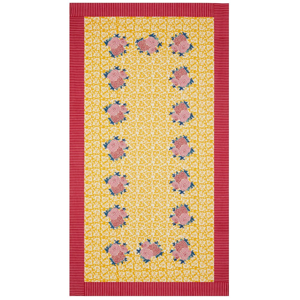 Lisa Corti X La Minervetta Arabesque Corolla Gold Natural tovaglia da pranzo 180x350cm in cotone