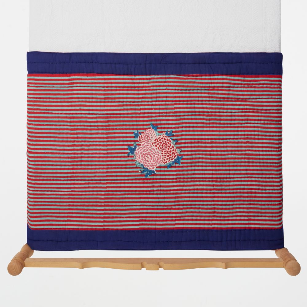 Lisa Corti X La Minervetta Arabesque Corolla Gold Natural copridivano 110x180cm trapunta junior
