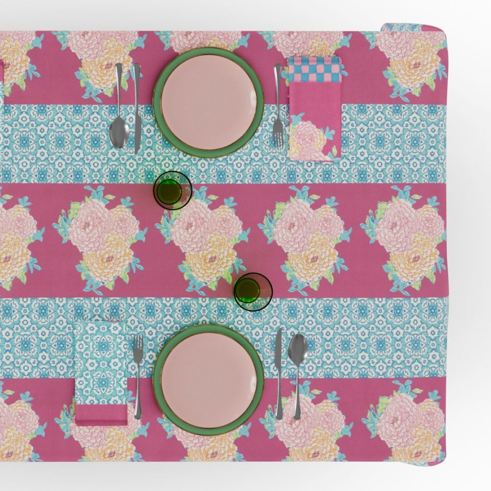 Tovaglia rettangolare Lisa Corti Corolla Frida Magenta 140x240cm