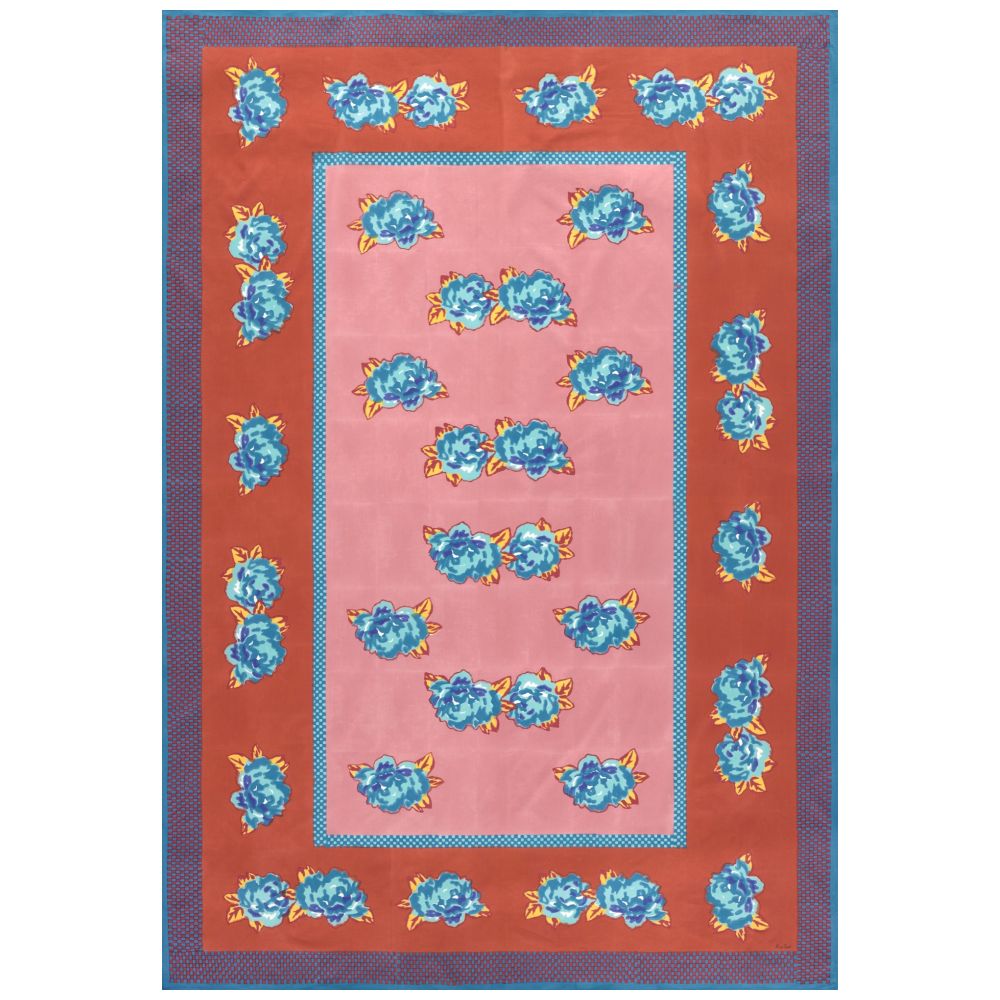 Tovaglia in cotone Lisa Corti Double Peonia Rust Old Pink 180x270cm