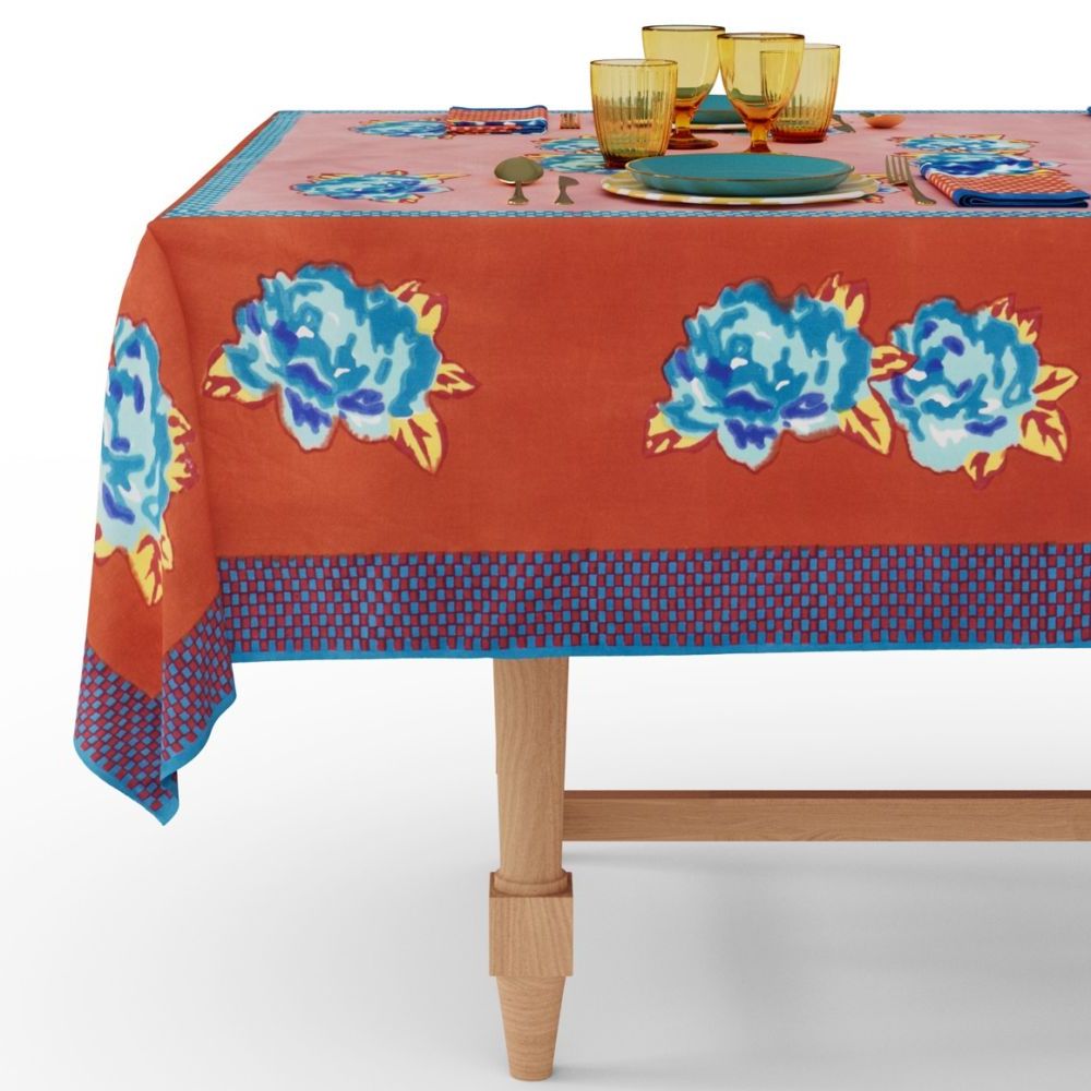 Lisa Corti Double Peonia Rust Old Pink tovaglia quadrata 180x180cm