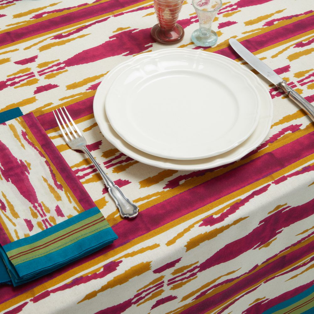 Lisa Corti Flame Aubergine Gold tovaglia quadrata 180x180cm