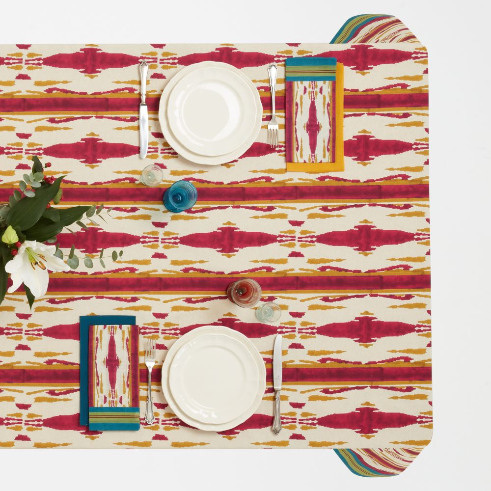Lisa Corti Flame Aubergine Gold tovaglia quadrata 180x180cm