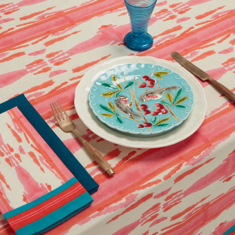 Tovaglia stampata Lisa Corti Flame Pink Lacquer Red 180x270cm