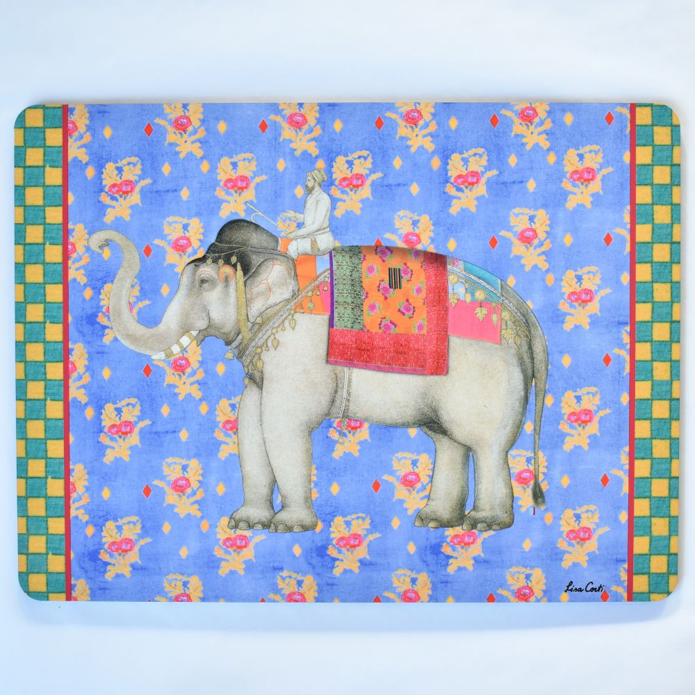 Tovaglietta Lisa Corti Elephant Pervinch con retro in sughero - 30x40cm