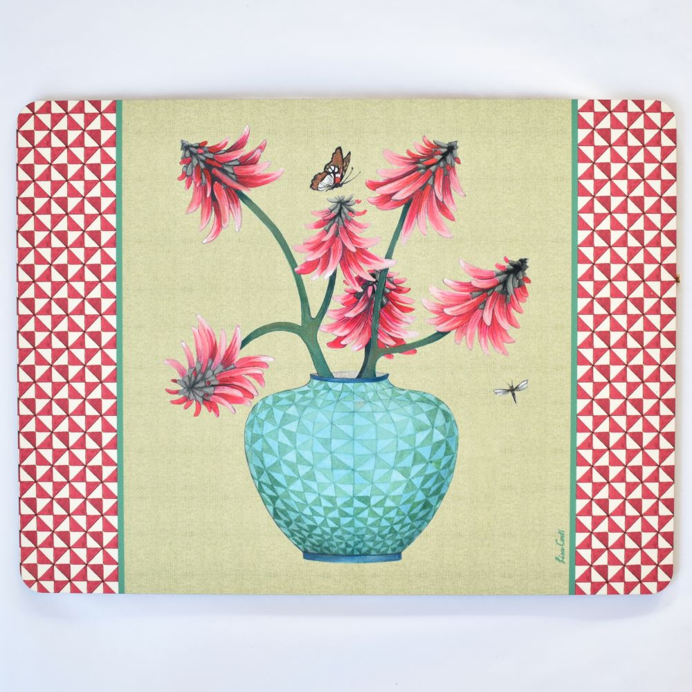 Tovaglietta americana con retro in sughero verde acido di Lisa Corti Pottery - 30x40cm