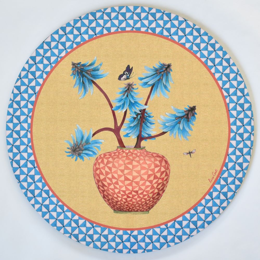 Tovaglietta Lisa Corti Pottery Gold con retro in sughero - rotonda 39 cm