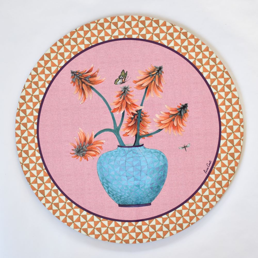 Tovaglietta rotonda Lisa Corti Pottery Old Pink con retro in sughero - 34 cm