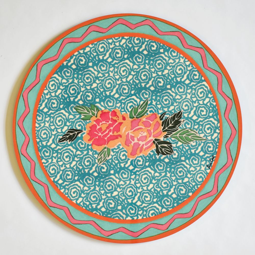 Tovaglietta rotonda Lisa Corti Small Spiral Veronese con retro in sughero - 34 cm