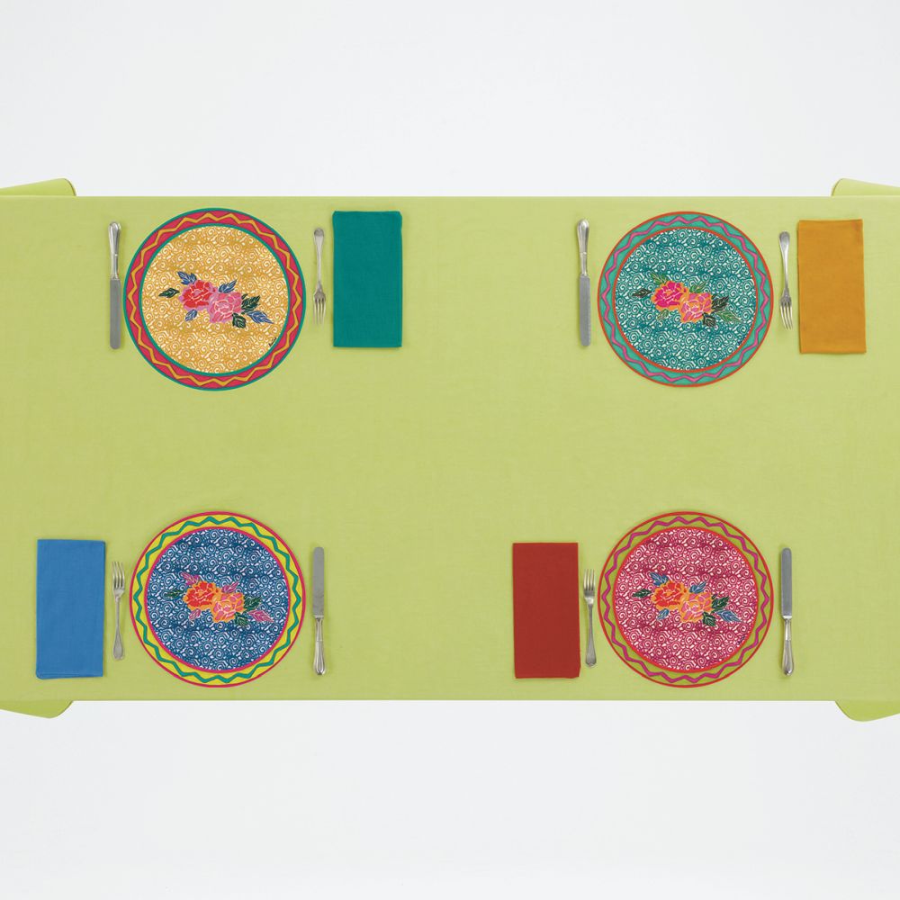 Tovaglietta Lisa Corti Small Spiral Mustard con retro in sughero - rotonda da 39 cm