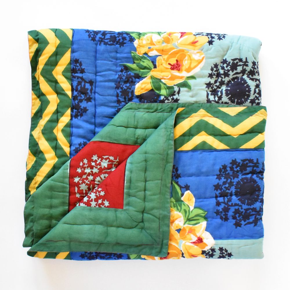 Trapunta per bambini Lisa Corti Planet Blue Celadon, 110x180 cm