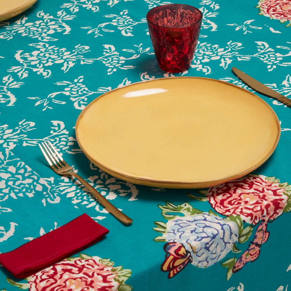 Lisa Corti Kandem Queen Green tovaglia da pranzo in cotone 180x350cm