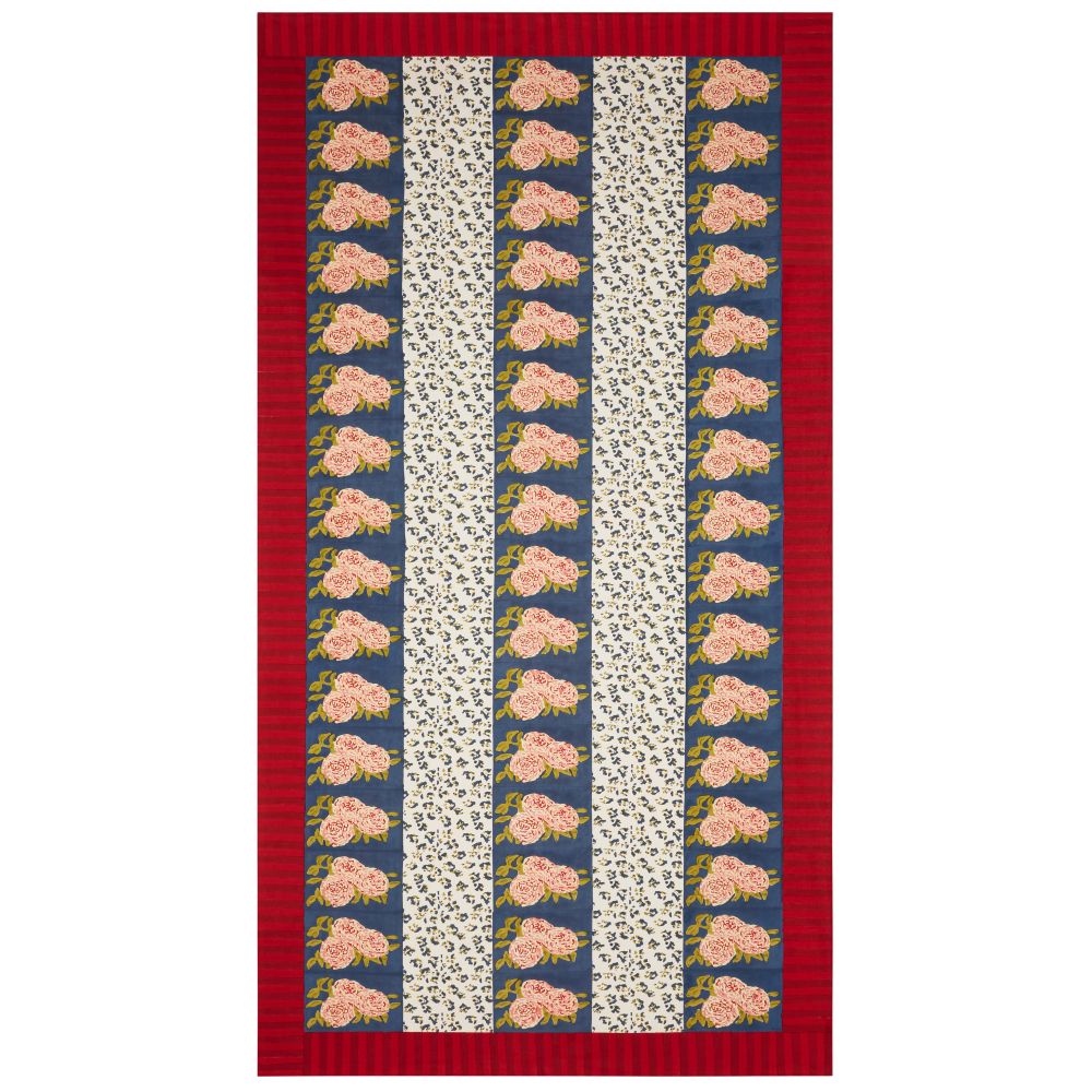 Lisa Corti Copritavolo da pranzo Leopard Stripes Blu scuro 180x350cm in tessuto di cotone