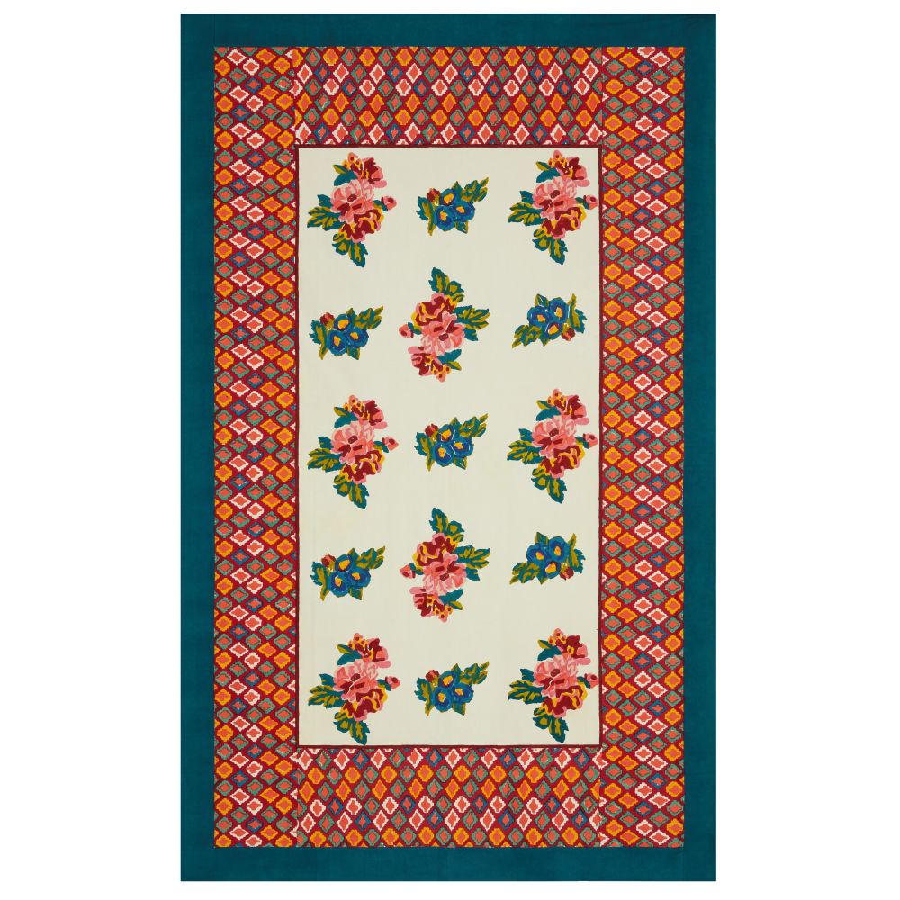 Lisa Corti Lisa Bouquet Tovaglia in cotone color crema 180x270cm