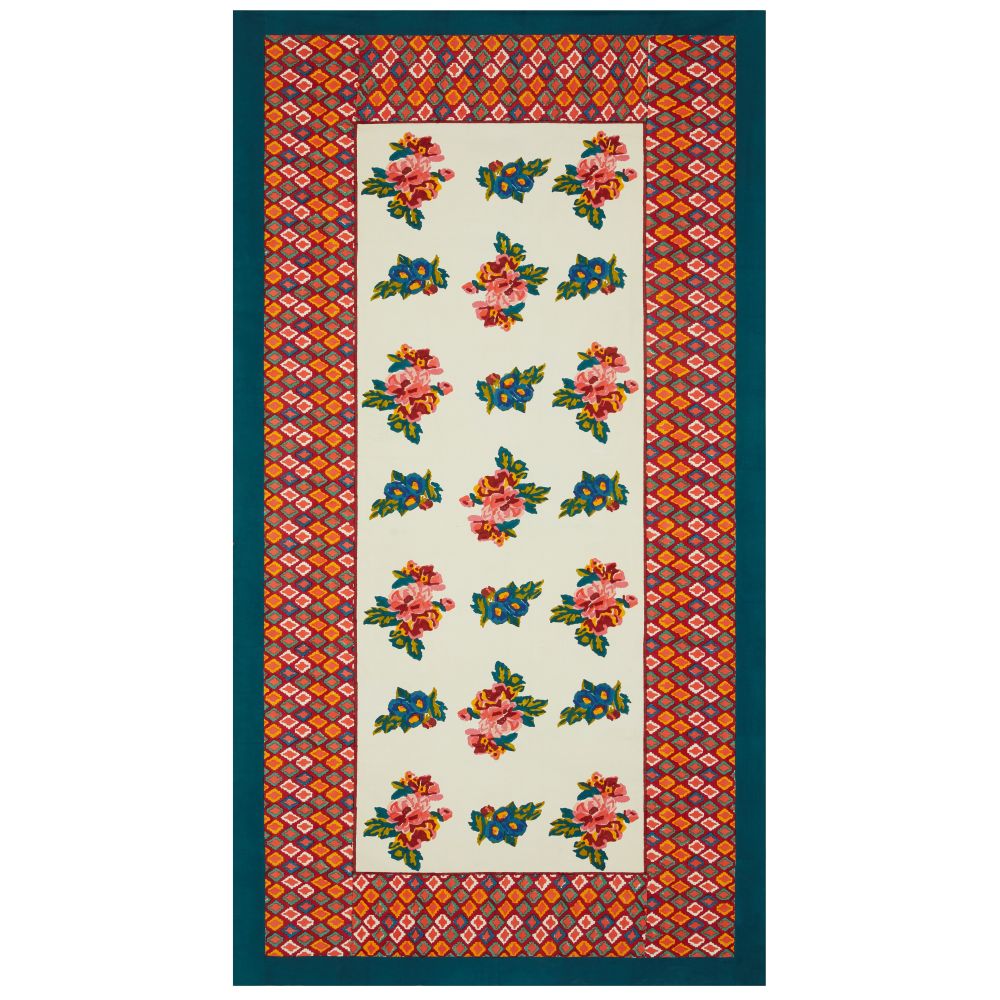 Lisa Corti Lisa Bouquet Crema tovaglia da pranzo 180x350cm in cotone