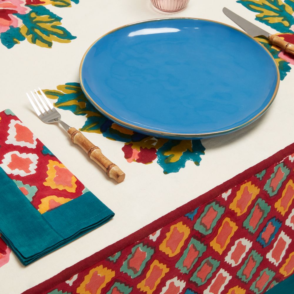 Lisa Corti Lisa Bouquet Crema tovaglia da pranzo 180x350cm in cotone
