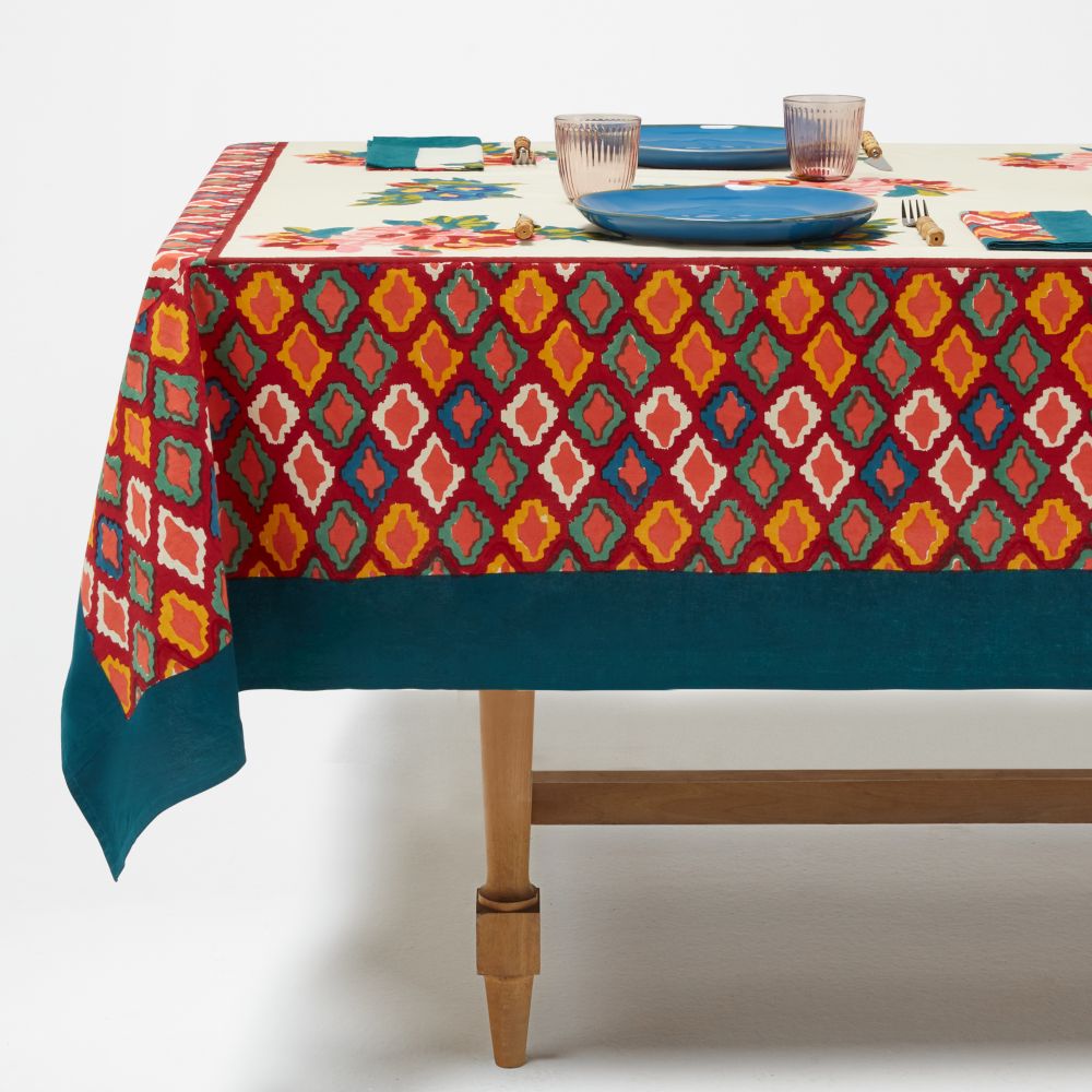 Lisa Corti Lisa Bouquet Crema tovaglia da pranzo 180x350cm in cotone