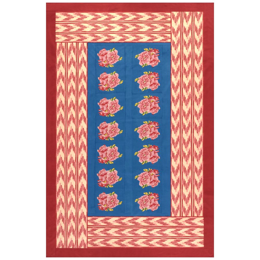 Lisa Corti Nina's Rose Blue tovaglia in cotone 180x270cm