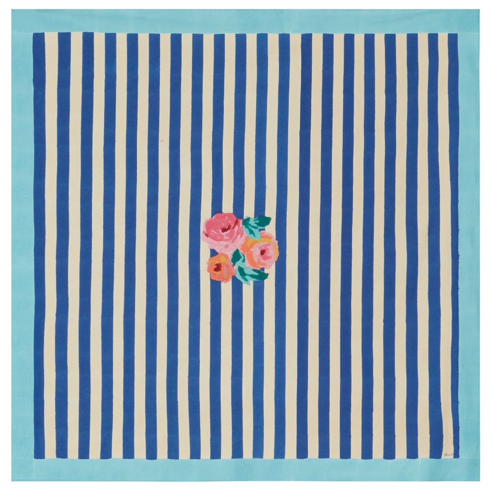 Lisa Corti Nizam Stripes Blue Natural tovaglia quadrata 180x180cm