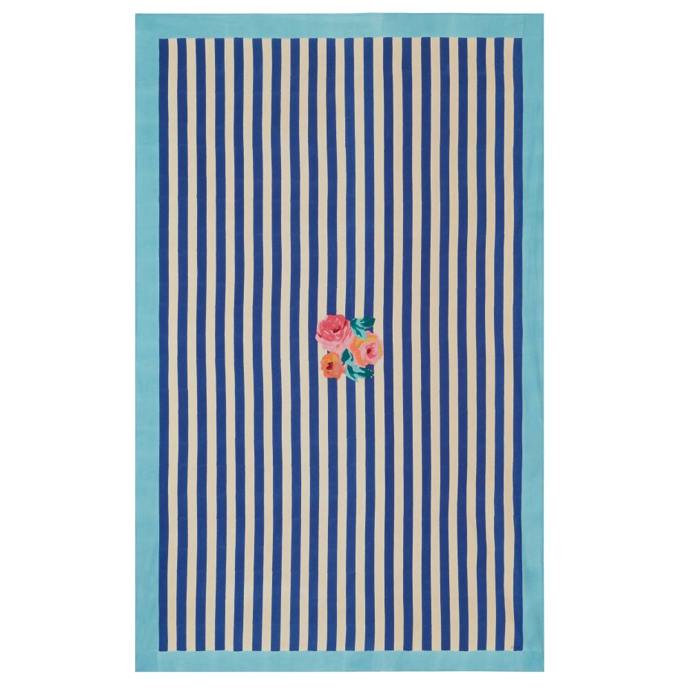 Lisa Corti Nizam Stripes Blue Tovaglia in cotone naturale 180x270cm