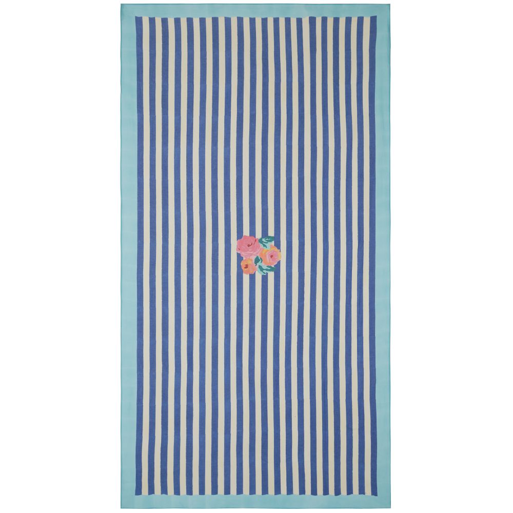 Lisa Corti Nizam Stripes Blue Natural tovaglia da pranzo 180x350cm in mussola
