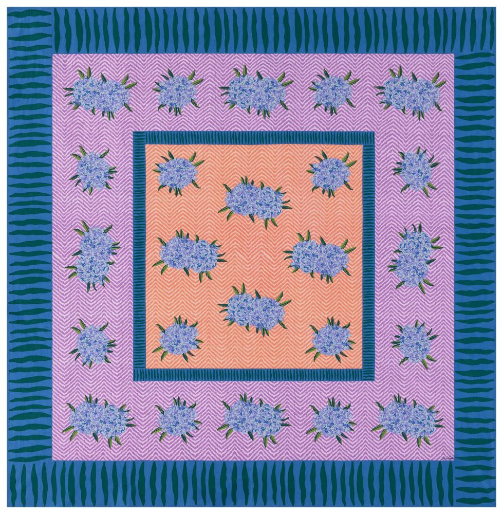 Lisa Corti Oleander Lilac Peach tovaglia quadrata 180x180cm