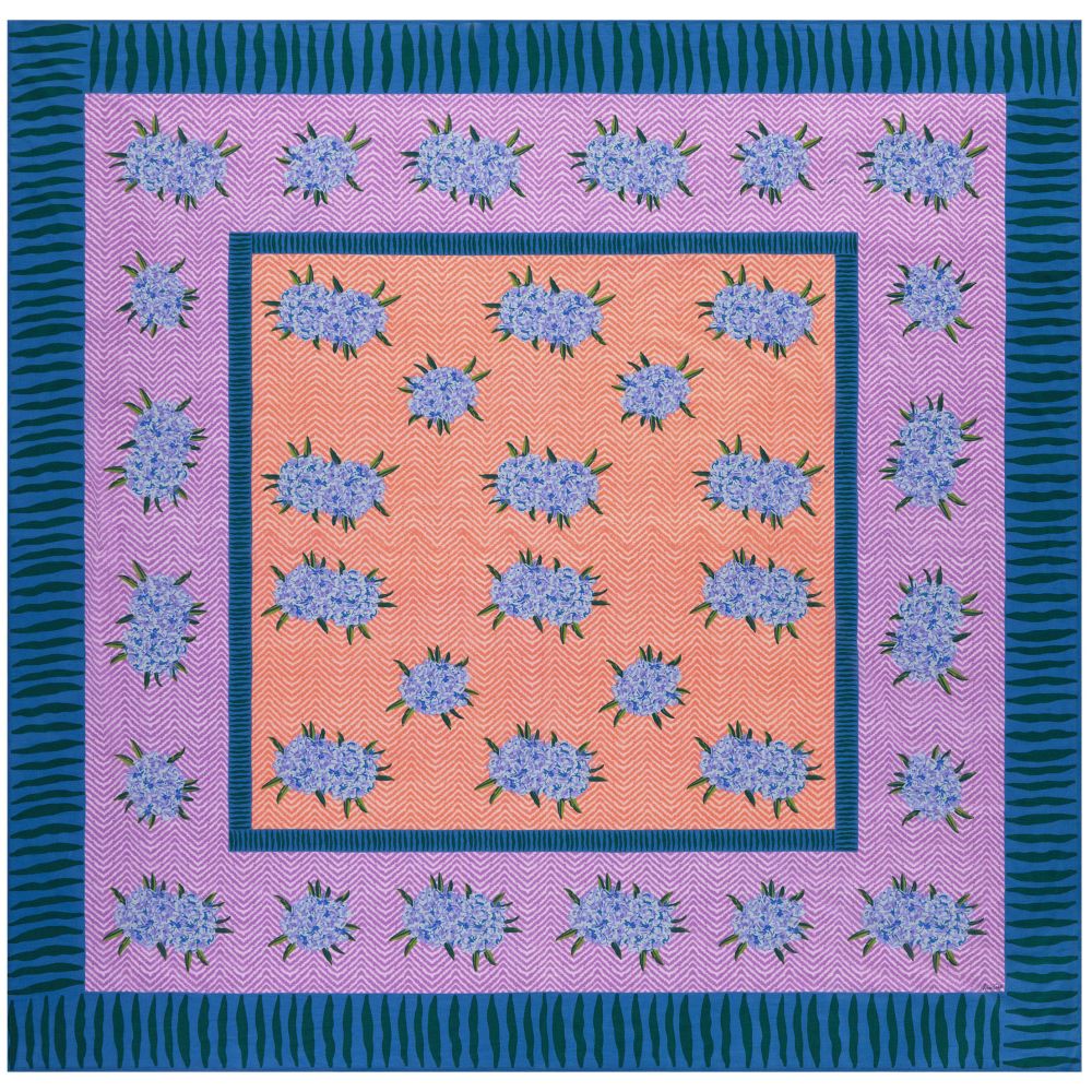 Tovaglia in cotone Lisa Corti Oleander Lilac Peach 220x220cm quadrata