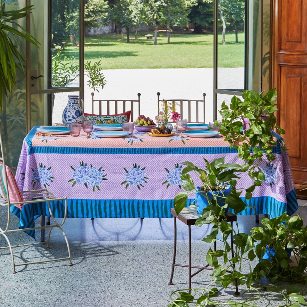 Lisa Corti Oleander Lilac Peach tovaglia quadrata 180x180cm