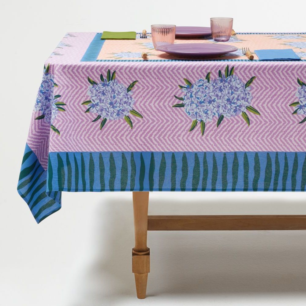 Tovaglia in cotone Lisa Corti Oleander Lilac Peach 220x220cm quadrata