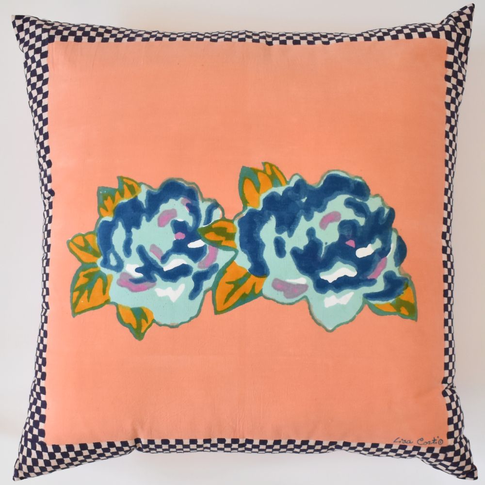 Lisa Corti Euro Pillow - Double Peonia Peach